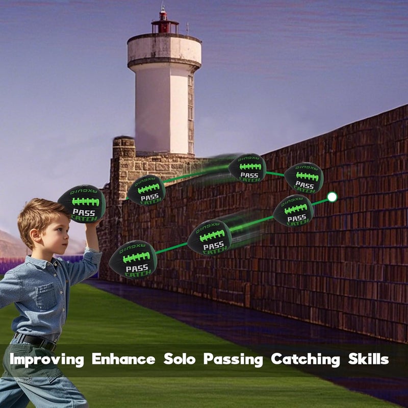 AXGUIQ PassCatch Training Football, Composite Fatherless Bounce Back Youth Football, Training Improving Enhance Solo Passing Catching Skills (Deflated) - Image 3